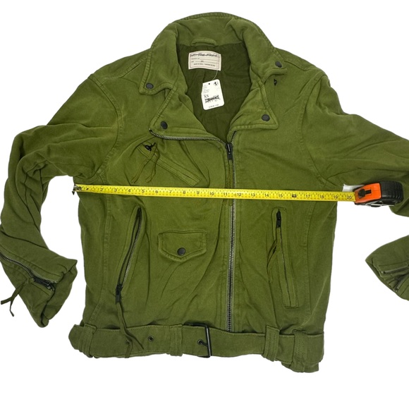 SALE NWT Free People Rebel Rebel Knit Moto Jacket green xs - Picture 8 of 16